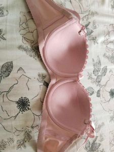 Pink Lace Trim Padded Bra