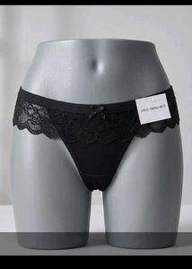 (1300)Black Lace Thong