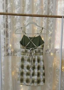 Green Plaid Mini Dress