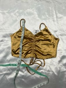 IMPORTED Golden Ruched Camisole Top
