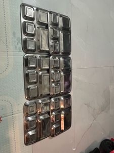 Stainless Steel Compartment Plates (Set of 6)