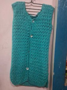 Teal Knitted Sleeveless Cardigan