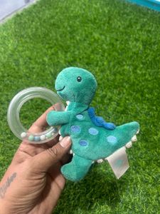 S11P / TEX BABY Green Dinosaur Rattle Plush Toy