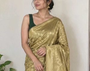 Elegant Golden Silk Saree( LIMITED TIME OFFER)