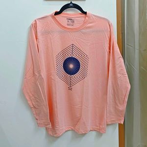 Peach Pink Graphic Full Sleeve T-Shirt XL