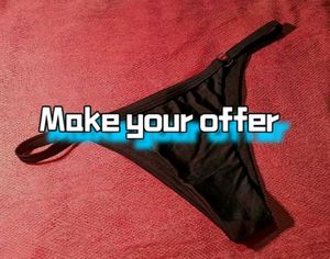 Black Thong with Ring Detail