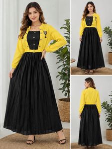 Yellow & Black Frock with Blazer