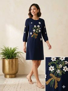 Chic Navy Blue Floral Dress