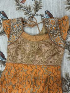 Orange & Gold Embroidered Anarkali