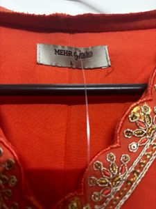 Embroidered Orange Kurta