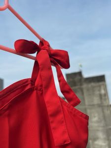 Red Ruffle-Hem Sundress