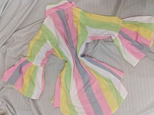 Rainbow Striped Bell Sleeve Top