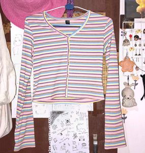 Striped Long Sleeve V-Neck Top