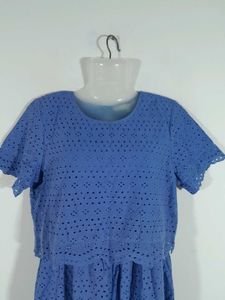 Blue Overcoat Style Dress For Women's