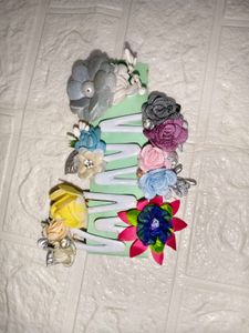 Floral fabric hair clips set of 6