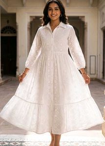 White Broderie Anglaise Midi Dress