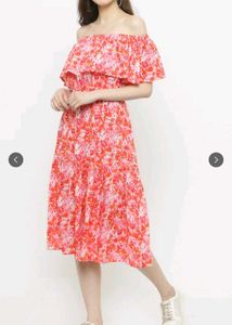 Floral Print Off-Shoulder Midi Dress
