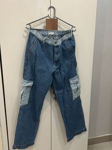 Forever 21-Stylish Blue Denim Cargo Pants