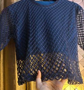 Elegant Black Kurta  Gold Print with crop top