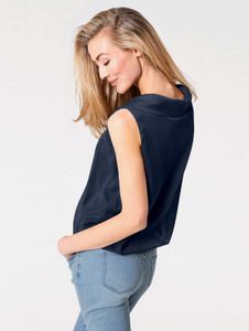 Heine Germany Navy Cowl Neck Sleeveless Top