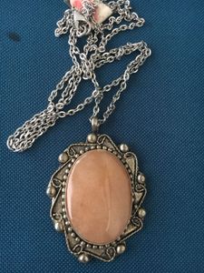 Vintage natural agate Silver Necklace