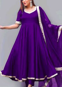 GoSriKi Women's Rayon Blend Anarkali Solid Kurta w