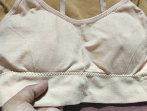 2 Lightly Padded Bralettes | Beige &amp; Mustard