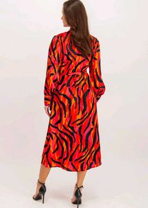 Red Printed Wrap Around Dress 🍓🍓