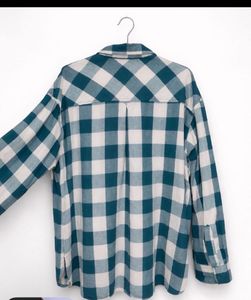 Blue &amp; White Plaid Flannel Shirt