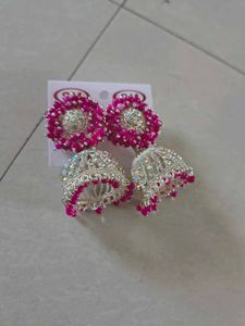 Stunning Pink Jhumka Earrings