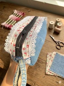 Cute Floral Denim Pencil Case for girls