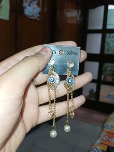 Evil Eye Dangle Earrings with Pearls 🧿🌟
