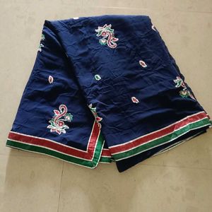 Elegant Navy Blue Embroidered Saree