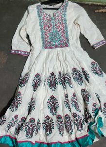 Beautiful White Embroidered Anarkali Kurta