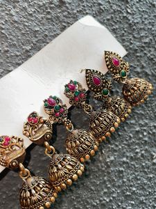 Set of 3 Ethnic Jhumka Earrings