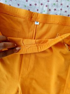 Yellow Leggings  fully stretchable with Floral Emb
