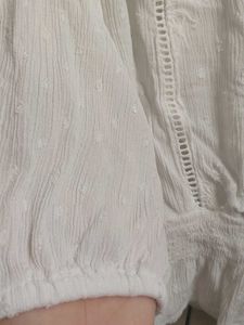 White Puff Sleeve Smocked Blouse