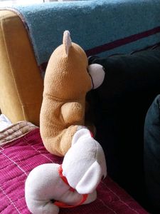 combo of Cute White Plush Toy with Red Accent