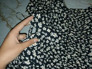 Chic Floral Print square neck Mini Dress