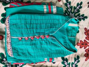 Green Embroidered anarkali kurti