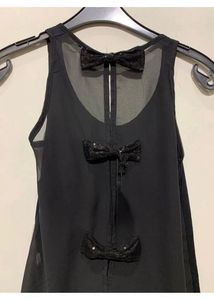 Chic Black ྀིྀིྀིྀིྀིbow Tank Top with Sheer