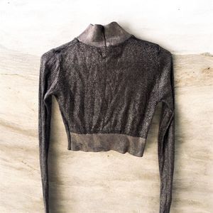 Sparkly Metallic Turtleneck Top