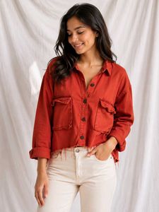 Rust Oversized Pocket Button-Up Shirt