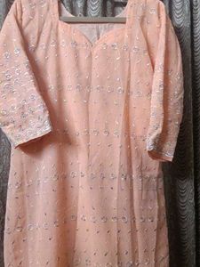 Elegant Peach Embroidered Kurta