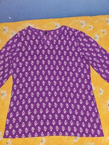 Purple Kurta with White Print