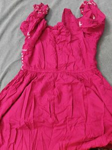 Beautiful Embroidered Flared Pink Dress