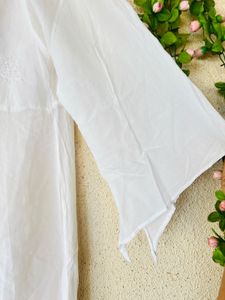 Elegant White Embroidered Kurta Top