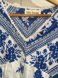 Blue Floral Print Kurta
