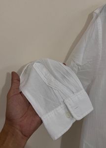 Men's White Band Collar Shirt