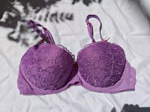 Purple Heart Print Bra